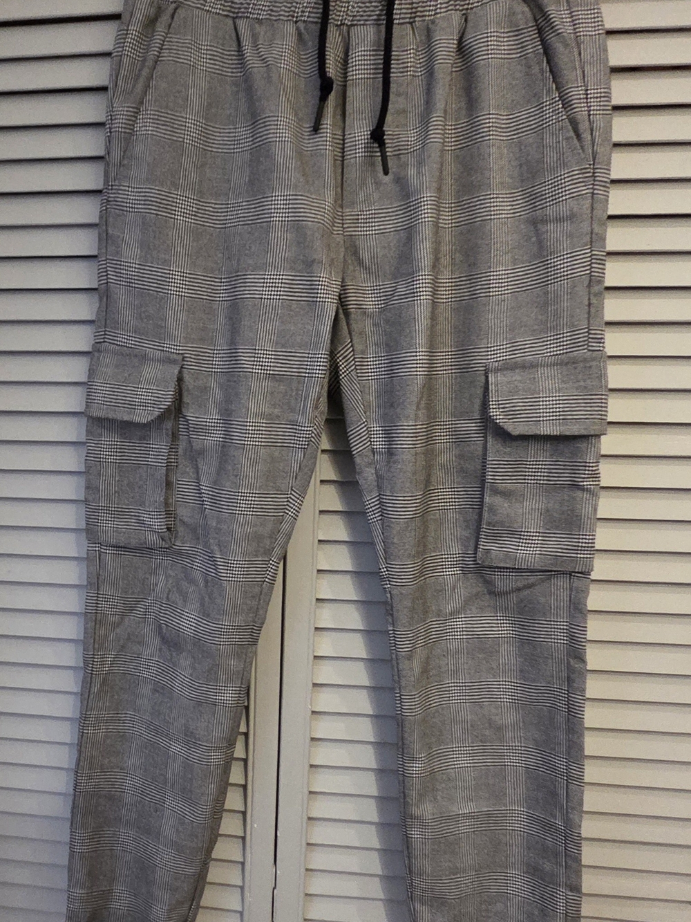 Black and Gray Plaid Cargo Pants